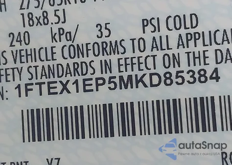 2021 Ford F-150 Xlt z USA, uszkodzony, nr VIN 1FTEX1EP5MKD85384